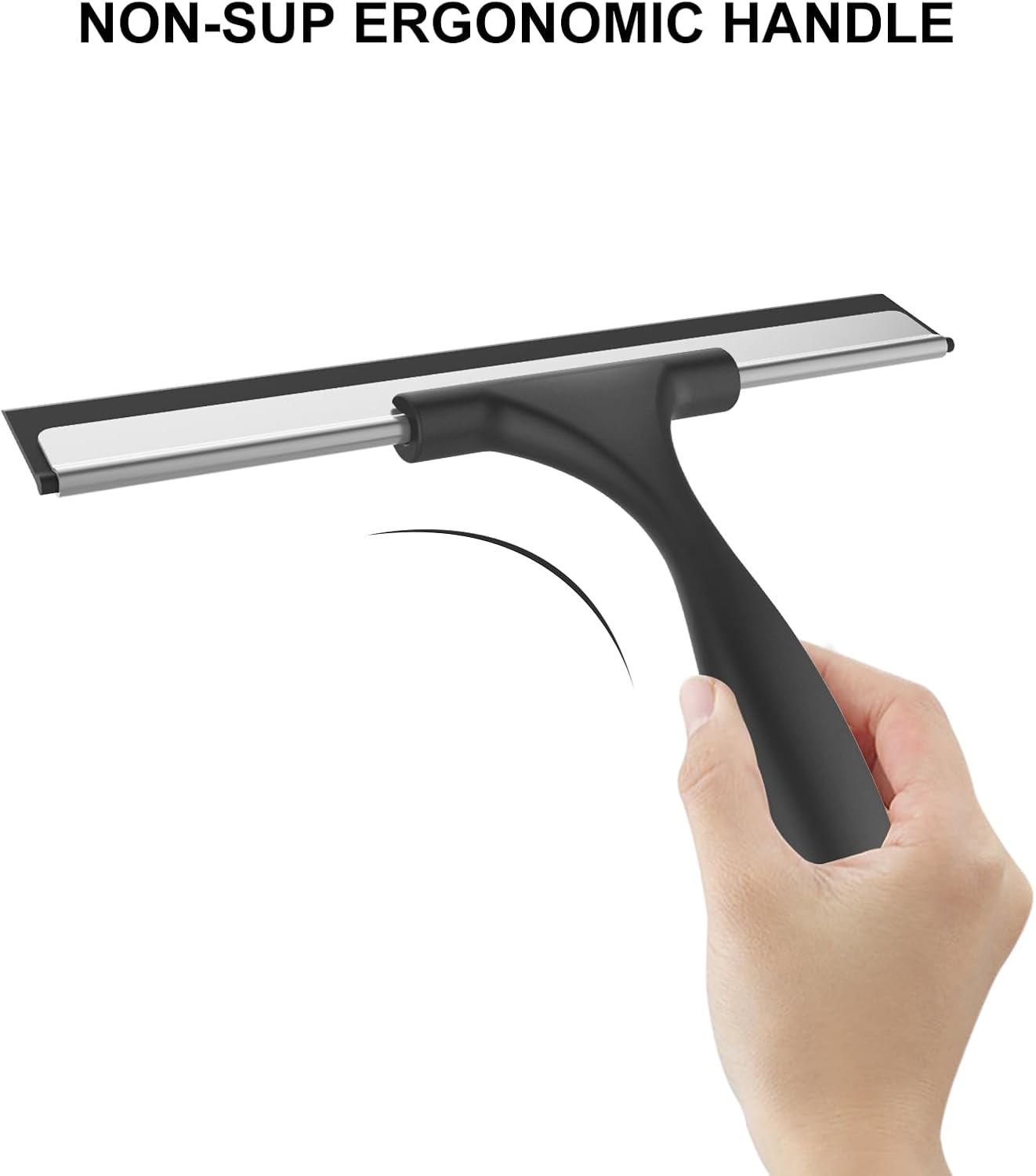 SetSail Squeegee for Shower Glass Door Stainless Steel Shower Squeegee for Glass Doors All-Purpose Window Squeegee for Tile Shower Walls, Sink, Mirror, Bathroom, Car Window Cleaning 10 Inches, Balck