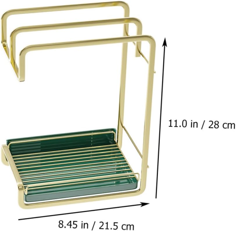 PRETYZOOM Iron Wall-Mounted Drain Rack Kitchen Sink Dish Drying Rack Cleaning Wall Hanging Sponge Holder