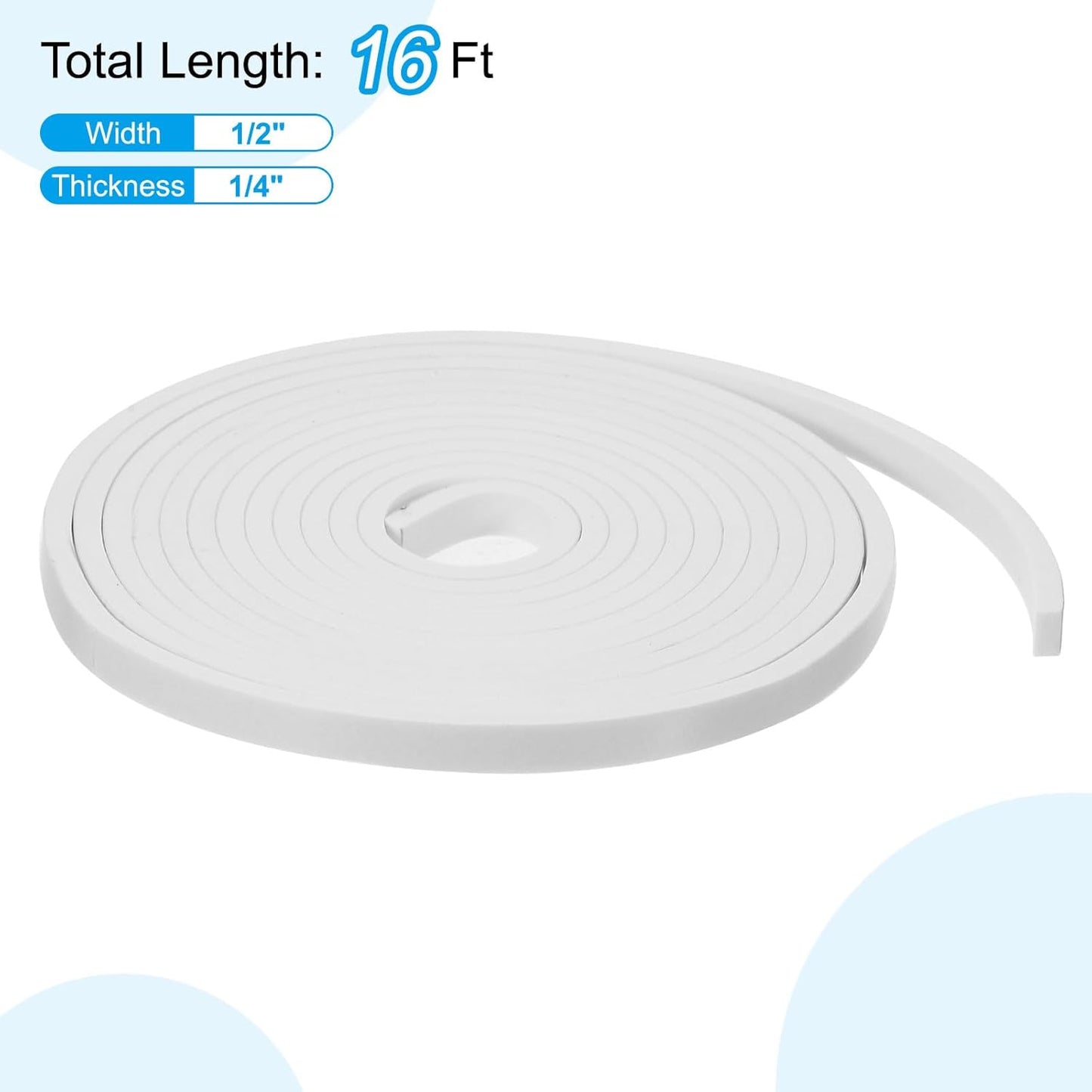 PATIKIL Weather Stripping Door Seal Strip, 3/8 Inch x 1/4 Inch x 32 Ft Self Adhesive Soundproof High Density Foam Tape Insulation for Door Window Air Conditioning, White - Colors A
