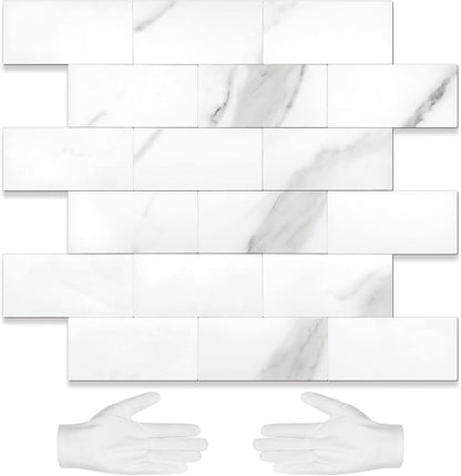 STICKGOO 10-Sheet Subway Tile Peel and Stick Backsplash, Seamless Design Polished Eurasia Beige Kitchen Backsplash Wall Tiles, Glossy Surface Waterproof Stick on Tile for Bathroom, RV, Fireplace