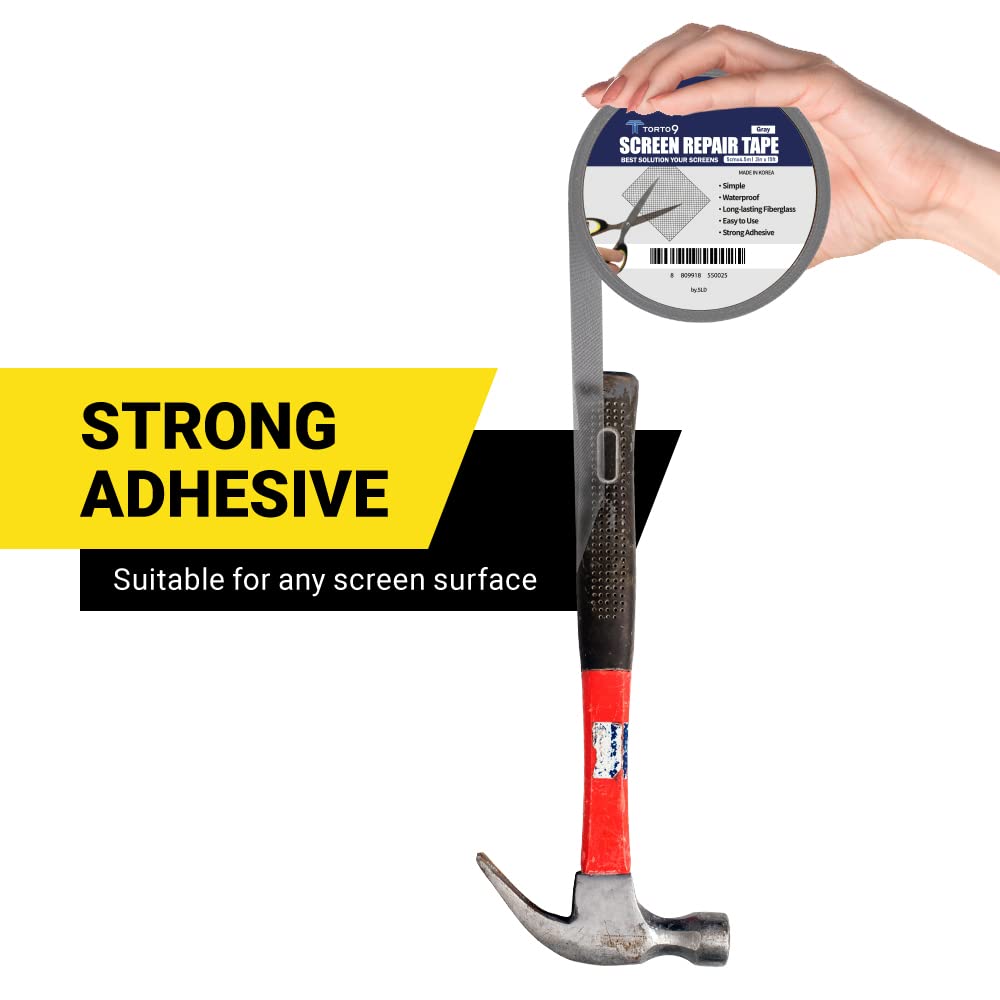 TORTO9 Window Screen Repair Kit, 3-Layer Strong Adhesive & Waterproof Tape Fiberglass Covering mesh (Black, 2 Inch x 6.5 FT)