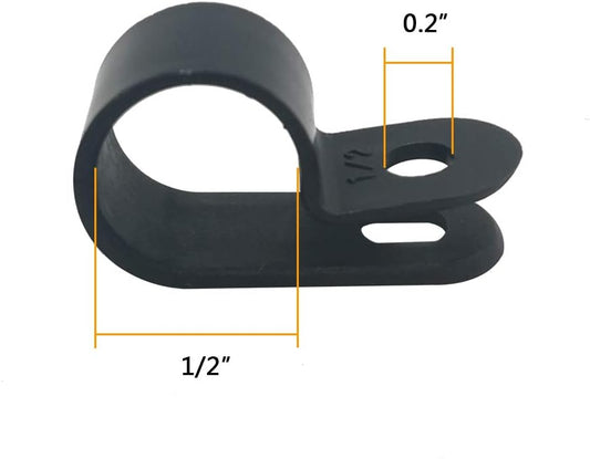 Cable Clamp R-Type Cable Clip Wire Clamp 1/2“ Nylon Screw Mounting Cord Fastener Clips with Screws for Wire Management - 50 Pcs Cable Clamps + 50 Pcs Screws, White