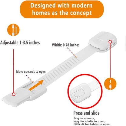 Cabinet Locks (6 Pack) Self Adhesive Drawer Latches for Home Furniture, Fridge & Cabinets, No Drilling Required
