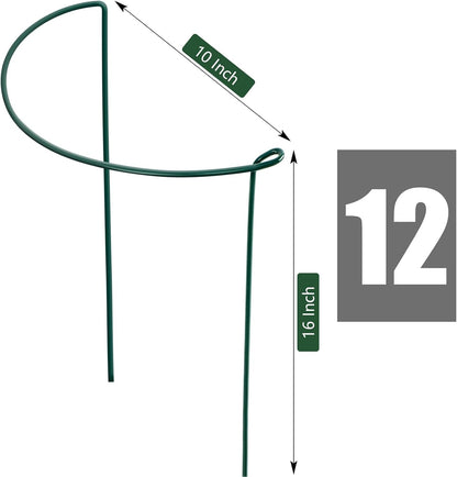 FEED GARDEN 8 Pack Peony Cages and Supports, Plant Support Stakes for Outdoor & Indoor Plants, 10" W x 16" H Half Round Garden Plant Support Rings for Peonies, Hydrangeas, Roses, Dahlias