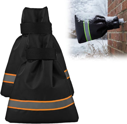 Outdoor Faucet Covers for Winter Freeze Protection, 9.8" x 6.3" Reusable Waterproof Insulated Spigot Covers, Easy-to-Use Hose Bib Socks for Outdoor Faucets, Pipes & Spigots (Green, 2 PCS)