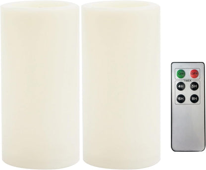 CANDLE CHOICE Waterproof Outdoor Battery Operated Flameless Candles with Remote Timer Plastic Flickering Fake Electric LED Pillars for Lantern Garden Wedding Christmas Decorations 3x4 Inches 3 PCS