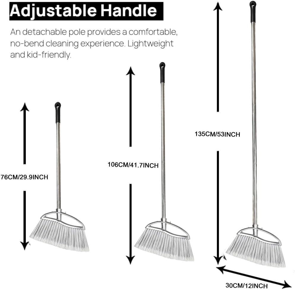 Outdoor Stiff Bristles Angle Broom Heavy Duty Sweeping Patio Broom with Long Handle for Garage Garden Commercial and Industrial