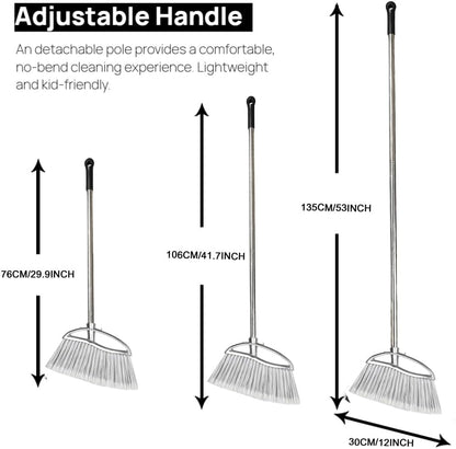 Outdoor Stiff Bristles Angle Broom Heavy Duty Sweeping Patio Broom with Long Handle for Garage Garden Commercial and Industrial