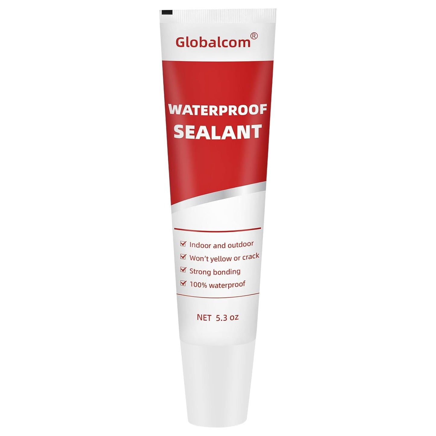 Globalcom Advanced Silicone Caulk for Kitchen & Bathroom Waterproof Silicone Sealant for Interior and Exterior Use, Stronger Adhesion Shrink & Crack Proof - 5.3 oz White