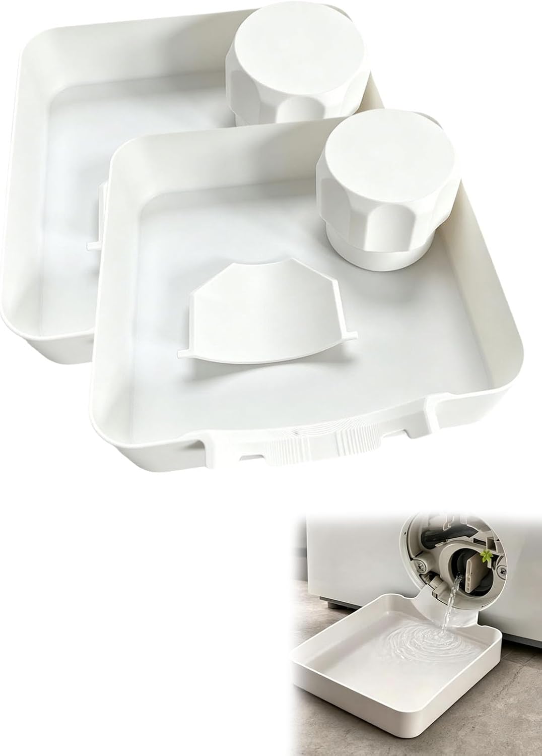 Washing Machine Drain Tray, Washing Machine Filter Drain Tray, Universal Front-Load Washing Machinedrain Pan, For Basements, Apartments, Mobile Homes, Garages, And Rentals，1set
