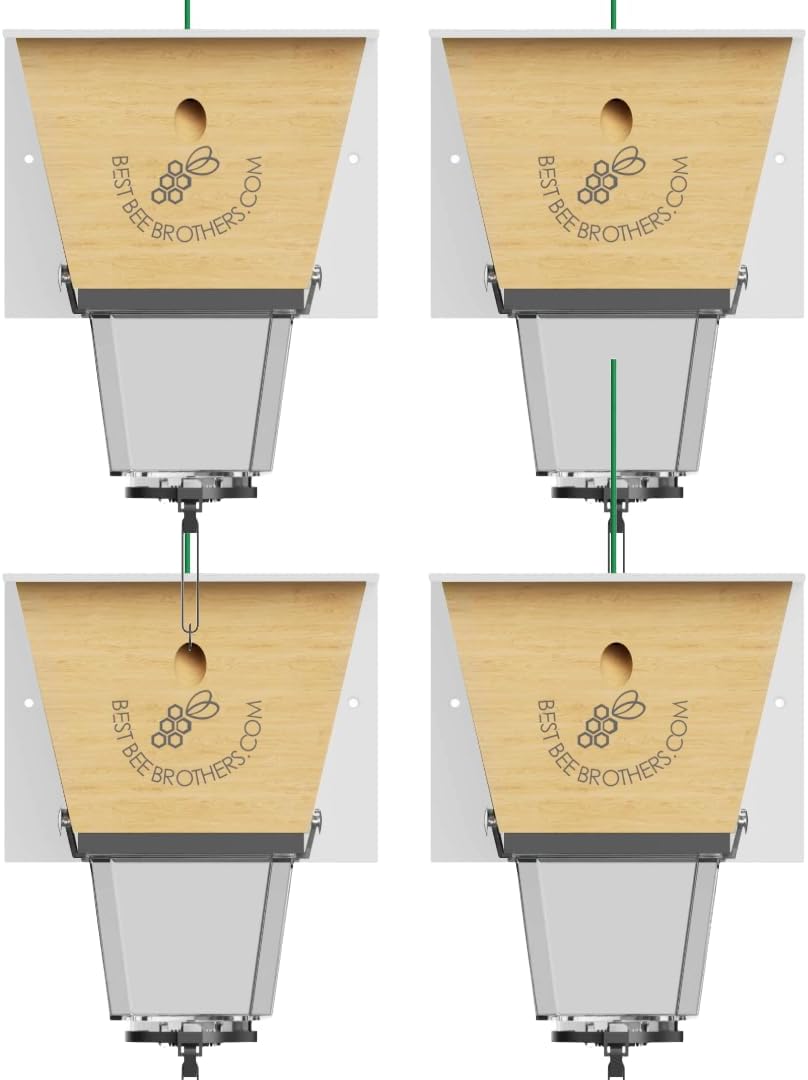 Best Bee Brothers Ultimate Pro Carpenter Bee Trap for Outside with Extra-Large, Clear External Receptacle, Internal Bee Vault & Spring-Loaded Door, 4.2” D x 5.8” W x 7.5” H (2 Pack)