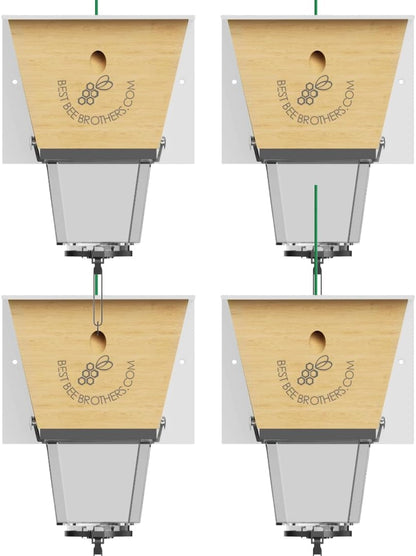 Best Bee Brothers Ultimate Pro Carpenter Bee Trap for Outside with Extra-Large, Clear External Receptacle, Internal Bee Vault & Spring-Loaded Door, 4.2” D x 5.8” W x 7.5” H (2 Pack)