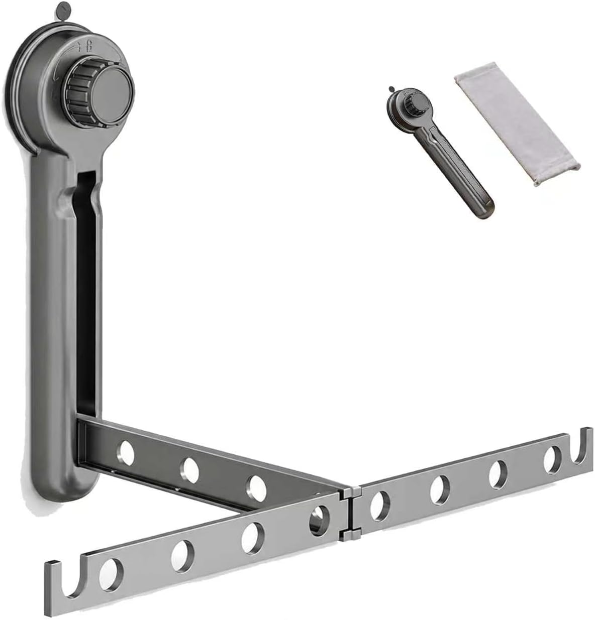 Suction Cup Wall Mounted Drying Rack, Foldable No Drill Laundry Hanger | No-Drill Hanging Solution Holds of Laundry on Smooth Tile, Glass, Metal, Marble; Portable, Reusable for RV Travel