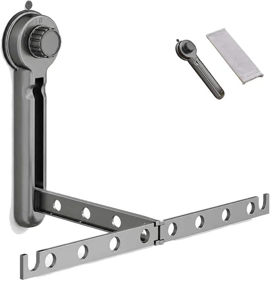 Suction Cup Wall Mounted Drying Rack, Foldable No Drill Laundry Hanger | No-Drill Hanging Solution Holds of Laundry on Smooth Tile, Glass, Metal, Marble; Portable, Reusable for RV Travel