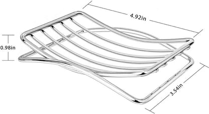 Soap Dish, Stainless Steel Bar Soap Holder for Shower, Self Draining Stand Soap Saver for Bathroom, Kicthen Sink and Countertop, Chrome 1-Pack
