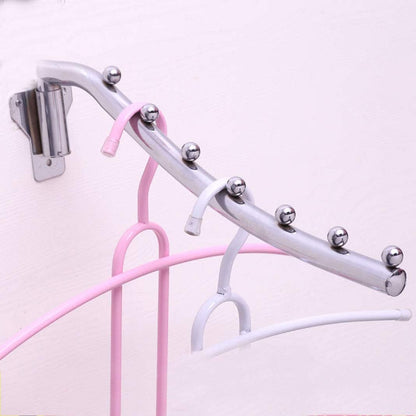Mounted Folding Clothes Hanger Rack, Stainless Steel Laundry Hanger Dryer Rack with Swing Arm Holder Space Saving Clothes Hook Closet Storage Organizer Heavy Duty Drying Rack with 7 Hooks Coat Rack
