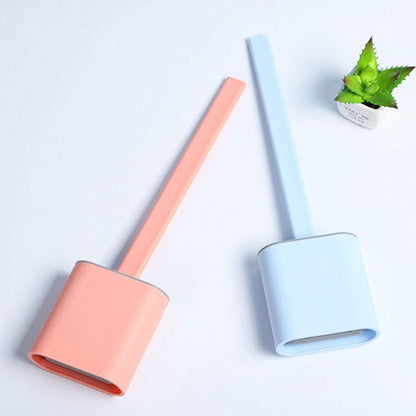 Revolutionary Silicone Flex Toilet Brush with Holder,No-Slip Long Handle Toilet Brush with Holder, Standing Holder & Wall Mounting Cleaning Brush Set (Blue)