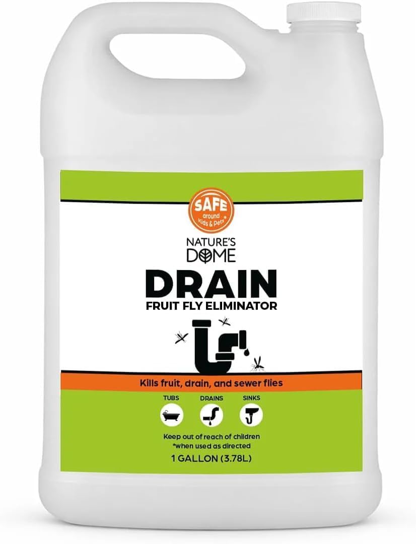 Nature’s Dome Drain Fly Killer Gel | Kills & Prevents Drain Flies & Fruit Flies | Natural Plant-Based Fly Killer Treatment Indoor for Sinks & Pipes | Safe for Septic Systems | 32 Oz