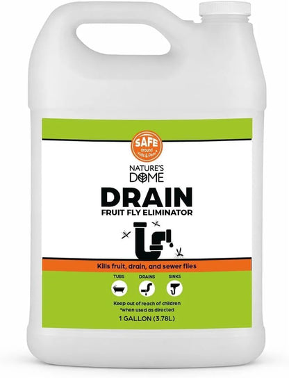 Nature’s Dome Drain Fly Killer Gel | Kills & Prevents Drain Flies & Fruit Flies | Natural Plant-Based Fly Killer Treatment Indoor for Sinks & Pipes | Safe for Septic Systems | 32 Oz