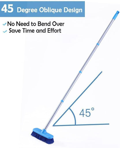 YONILL Deck Brush with Long Handle - Floor Scrub Brushes for Cleaning Shower, Stiff Bristle Scrubbing Brush, 50" Floor Scrubber Brush for Bathroom, Bathtub, Tub, Tile Floors, Garage and Patio
