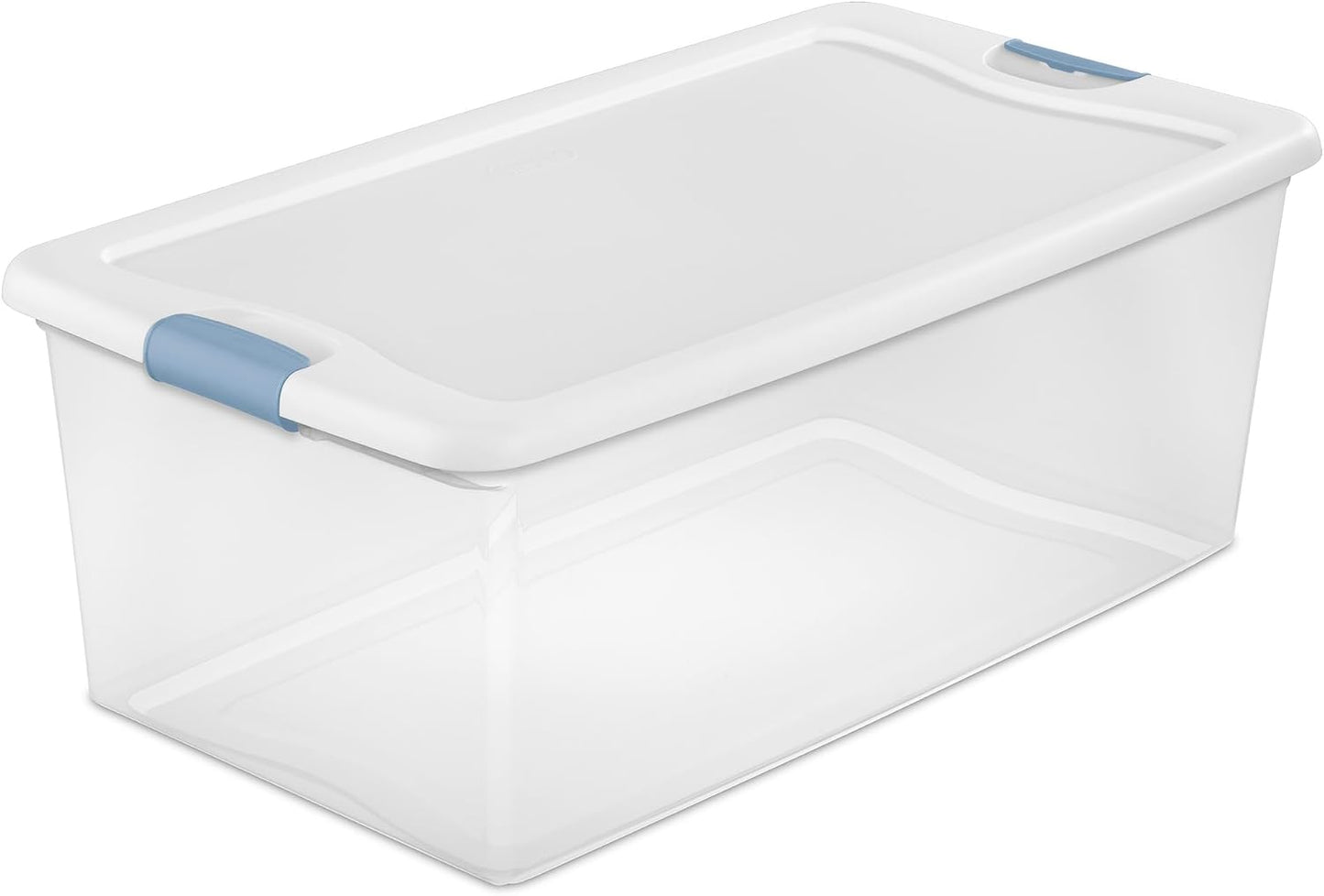 Sterilite 4-Pack 56 Quart Wheeled Latching Box, Underbed Clear Plastic Storage Organizer - Under Bed Rolling Container Bin with Lid and Wheels for Home or Dorm Bedrooms and Closets