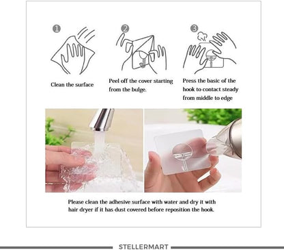 Easenest Adhesive Wall Hooks Bathroom Kitchen 12 Packs Heavy Duty Nail Free Sticky Hangers with Stainless Hooks Utility Towel Bath Ceiling Hooks