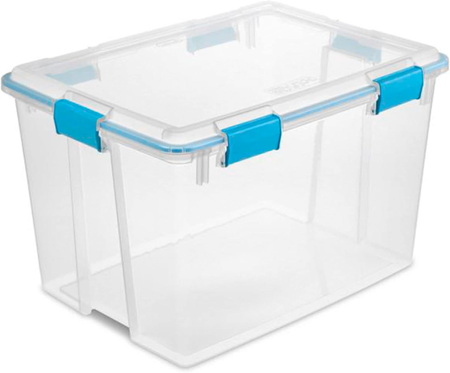 Sterilite 4-Pack Gasket Box, Home Storage Organizer Bins with Lids, 37 Quart – Stackable Clear Plastic Containers for Bedroom, Bathroom, Garage, Basement, or Attic