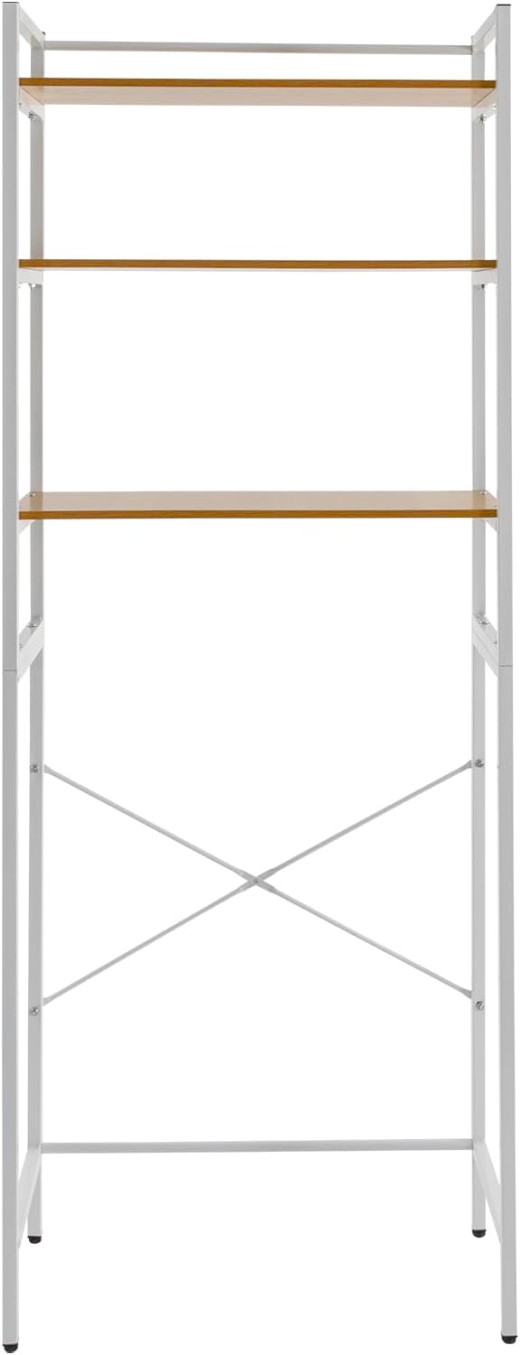 Over Washer and Dryer Storage Shelves, 3-Tier Freestanding Washing Machine Storage Rack with Adjustable Shelf for Laundry Room Bathroom Garage, W27.2*D11.8*H71.3in (White)