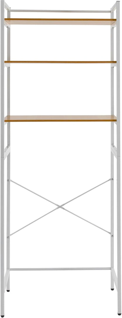 Over Washer and Dryer Storage Shelves, 3-Tier Freestanding Washing Machine Storage Rack with Adjustable Shelf for Laundry Room Bathroom Garage, W27.2*D11.8*H71.3in (White)