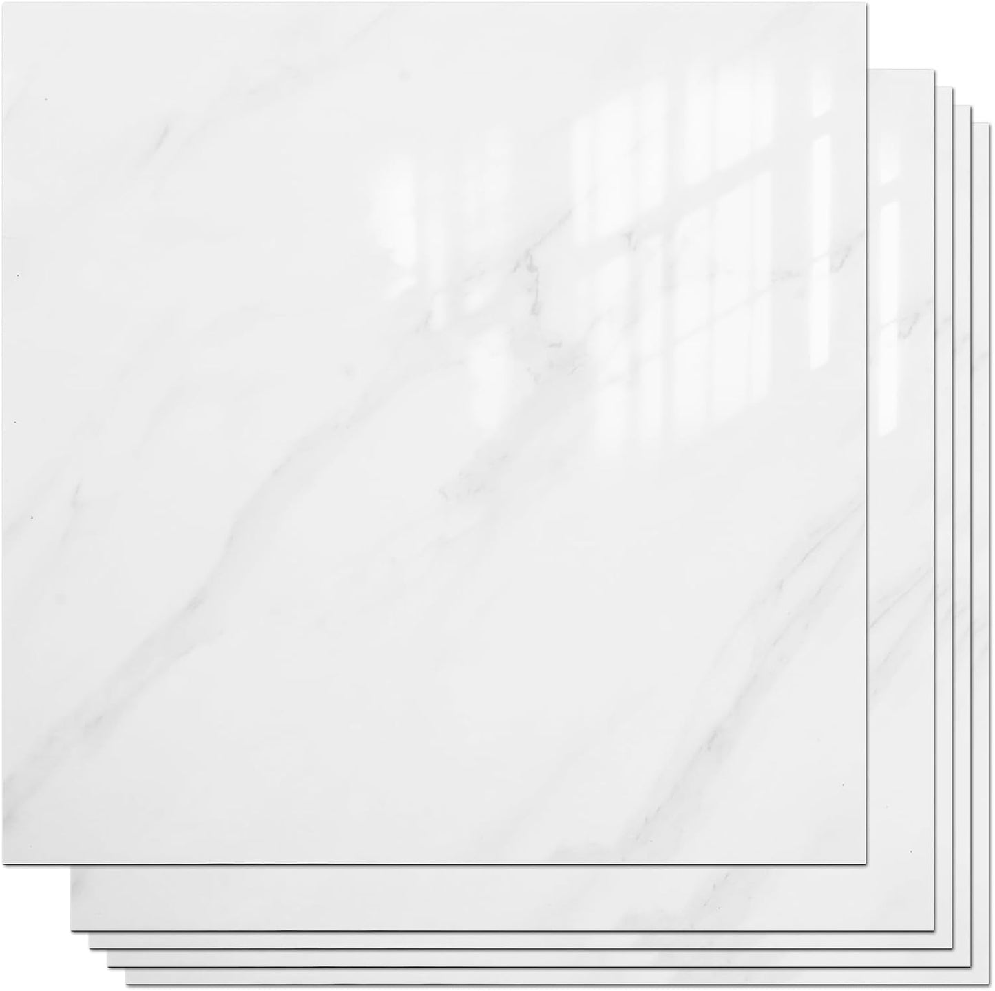 VallisCo Peel and Stick Backsplash Tiles 20 Sheets 12''x12'' PVC Self Adhesive Wall Tiles Back Splash Wall Panels Stick on Backsplash for Kitchen Bathroom Laundry Room, White