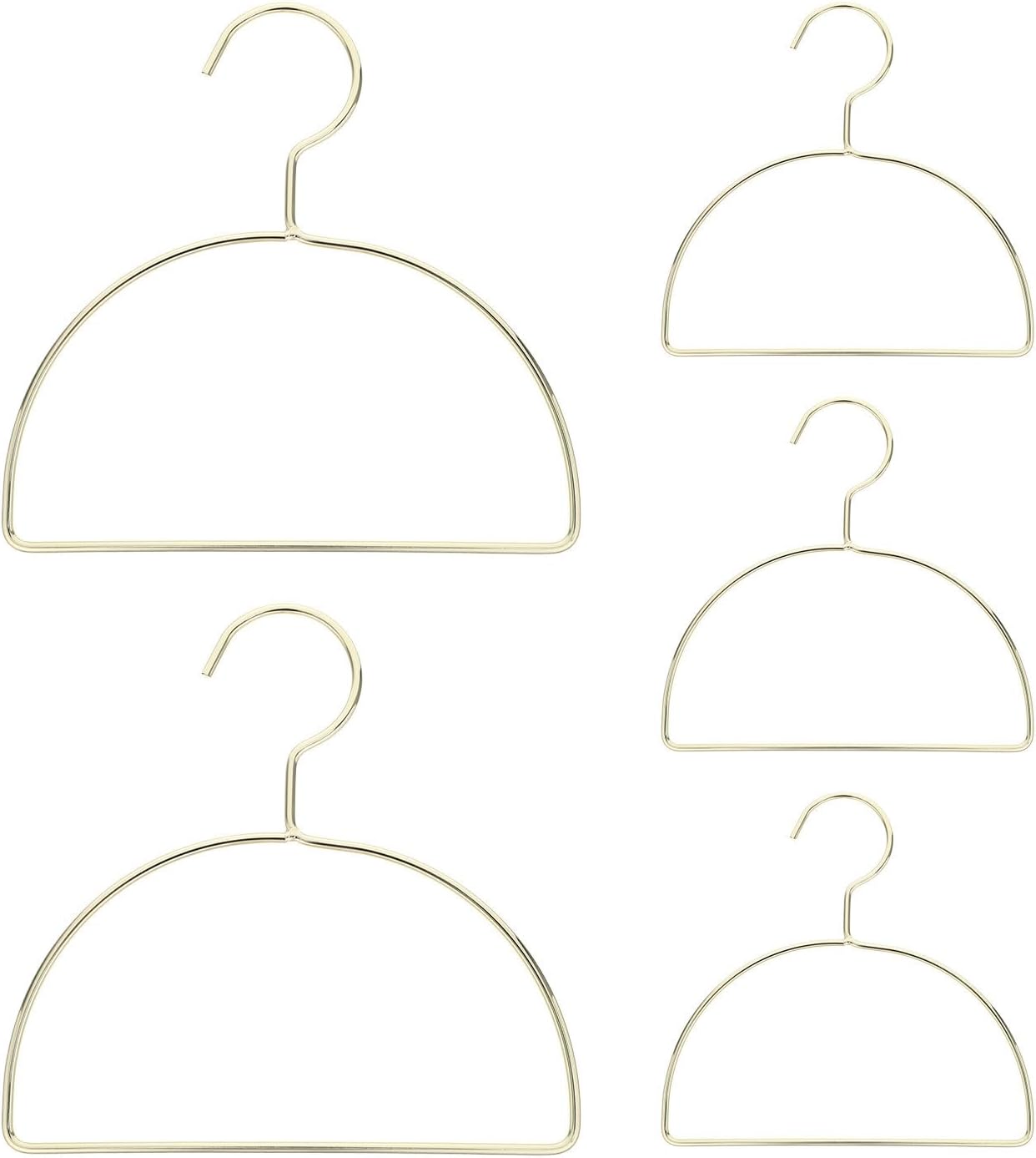 Kisangel 5pcs Wall Mounted Semi-Circle Iron Clothes Hangers in Golden Color, Easy Assembly and Slip-Resistant Drying Rack for Scarves and Towels, for Laundry Room and Closet Organization