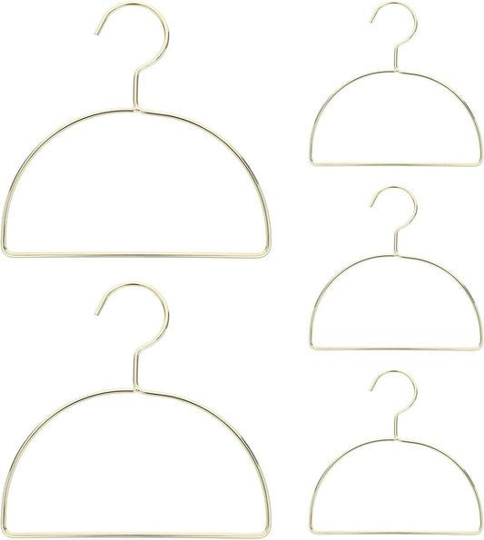 Kisangel 5pcs Wall Mounted Semi-Circle Iron Clothes Hangers in Golden Color, Easy Assembly and Slip-Resistant Drying Rack for Scarves and Towels, for Laundry Room and Closet Organization