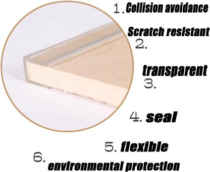 Silicone Edge Protector Clear Glass Guards U-Shape Channel Edge Trim Bumper Strips Tempered Glass Edge Guards Baby Proofing for Panels Table Corners(10-11mm)