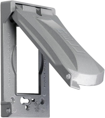 Hubbell Bell MX1050S Single-Gang Weatherproof Heavy Duty Universal Flip Cover, 2.87"W x 4.84"H, Gray Finish