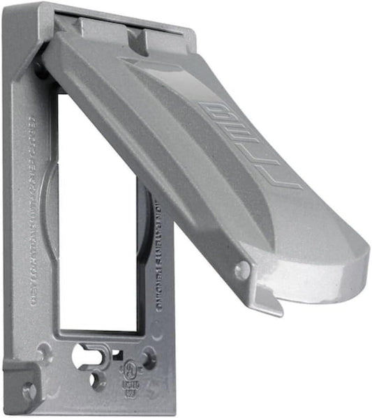 Hubbell Bell MX1050S Single-Gang Weatherproof Heavy Duty Universal Flip Cover, 2.87"W x 4.84"H, Gray Finish