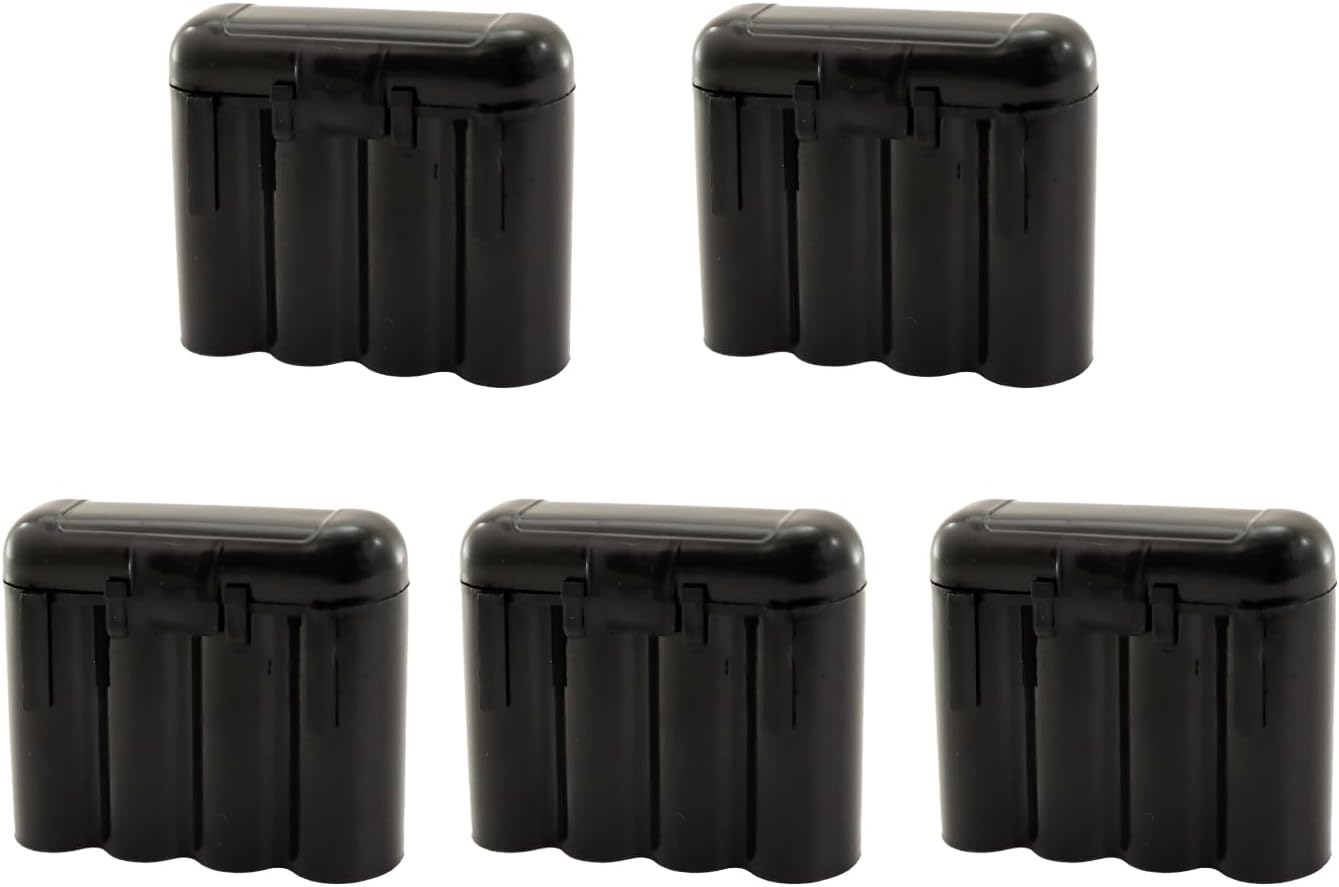 5 Pack Black AA AAA CR123A Battery Holder Storage Cases Snap Close Portable Battery Organizer Boxes