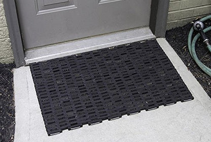 Durable Corporation-108H2436 Durite Recycled Tire-Link Outdoor Entrance Mat, Herringbone Weave, 24" x 36", Black