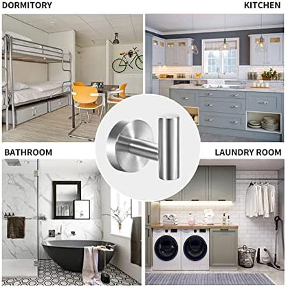 Vuzvuv Adhesive Hooks White SUS304 Stainless Steel - Self Adhesive Heavy Duty Waterproof Wall Hooks for Towel, Coat, Robe in Bathrooms Kitchen Hotel (2-Pack)