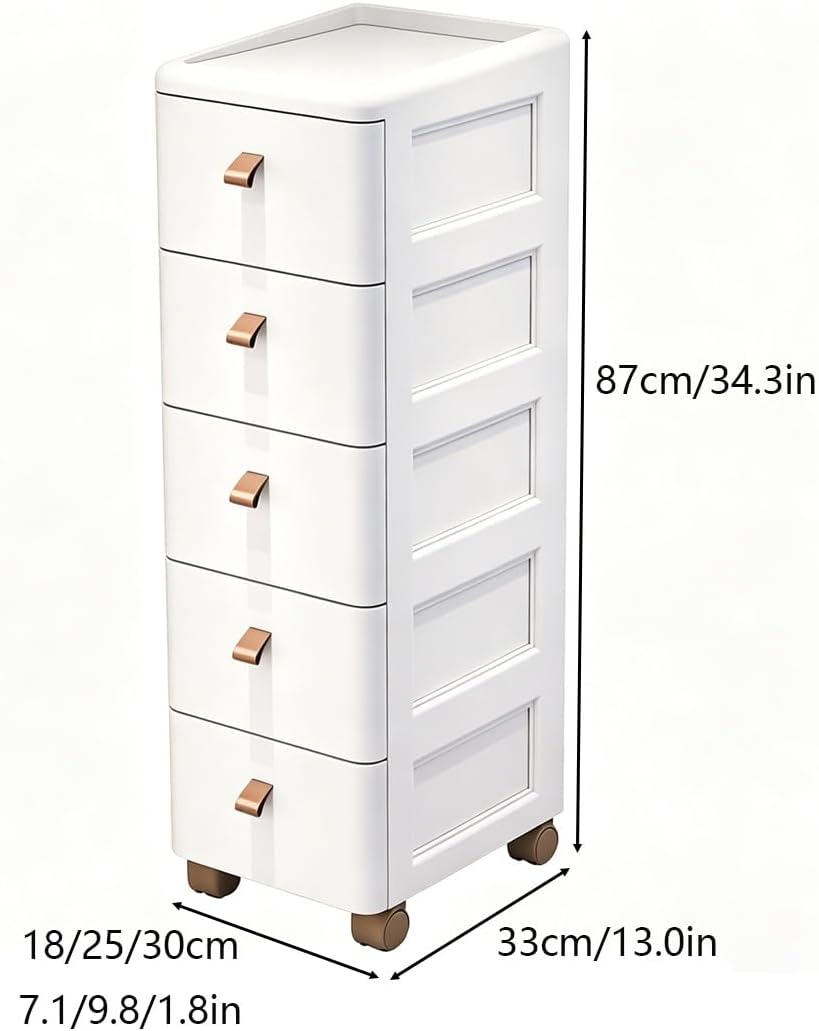 Slim Rolling Storage Cart for Narrow Gaps, 7-Tier Tall Narrow Storage Cabinet with Wheels, Space Saving Organizer for Kitchen, Bathroom, Laundry(A,30cm/11.8in 3-Tier)