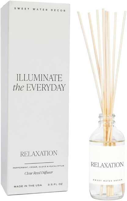 Sweet Water Decor Salt & Sea Reed Diffuser Set - Sea Salt Citrus & Musk Amber Scent Diffuser - Reed Diffusers for Home with Long Lasting Fragrance - Non-Toxic Oil Reed Diffuser - Made in the USA