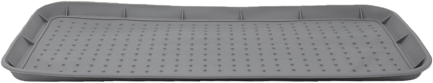 Vikye Silicone Shoe Tray, 30x15 Heavy Duty Boot Mat and Multipurpose Utility Tray with Raised Edges, for Entryway Mudroom Indoor Outdoor Use (Grey)