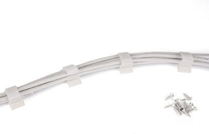 Cable Clips 3M Adhesive, Multipurpose Wire Clamps for Cable Management and Cable Runs - 50 Pack Black Bundled with 10 Reusable Cable Ties