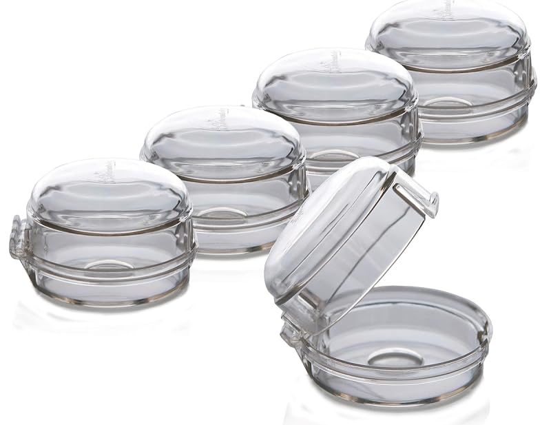 Rocky Mountain Goods Stove Knob Safety Covers for Baby/Kids/Pets - 5 Pack of Heat Proof Covers for Oven/Stove - Clear Universal Knob Covers for Including LG, Samsung, Frigidaire, Bosch, GE, Etc.