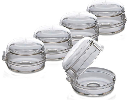 Rocky Mountain Goods Stove Knob Safety Covers for Baby/Kids/Pets - 5 Pack of Heat Proof Covers for Oven/Stove - Clear Universal Knob Covers for Including LG, Samsung, Frigidaire, Bosch, GE, Etc.