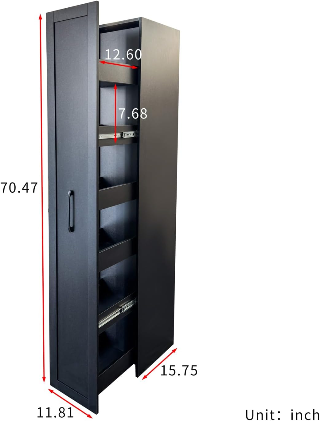 7 Tier Slim Rolling Storage Cart - Kitchen & Pantry Organizer, Narrow Storage Cabinet with Handle & Wheels, Spice Pull-Out Rack Next to Fridge Storage Shelf (White A-7 Tier Shelf Unit)