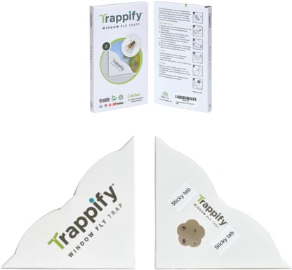 Trappify Window Fly Trap Indoor | Fruit Fly Traps for Indoors | Gnat Traps for House Indoor | Disposable Trap with Sticky Adhesive Strips | Bug Catchers (4 Pack)