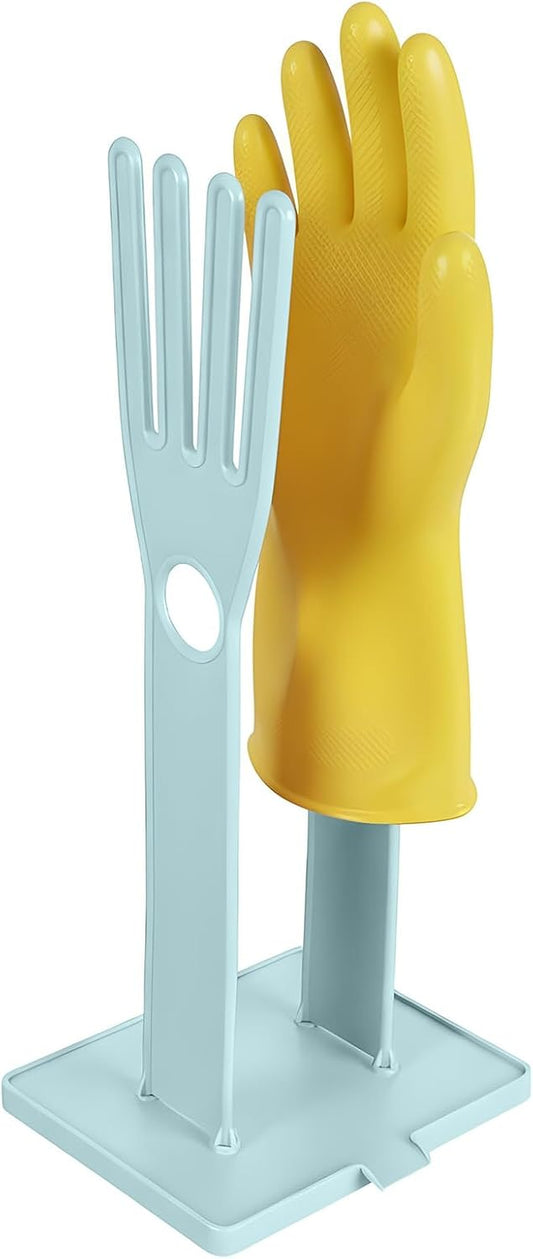 2 Pcs Kitchen Glove Holder, Kitchen Glove Stand Holder Plastic Glover Drying Dryer Rack, Reusable Rubber Dishwashing Gloves Clothes Drying Rack for Dish Gloves and Rags Towel Storage Tool(Blue)