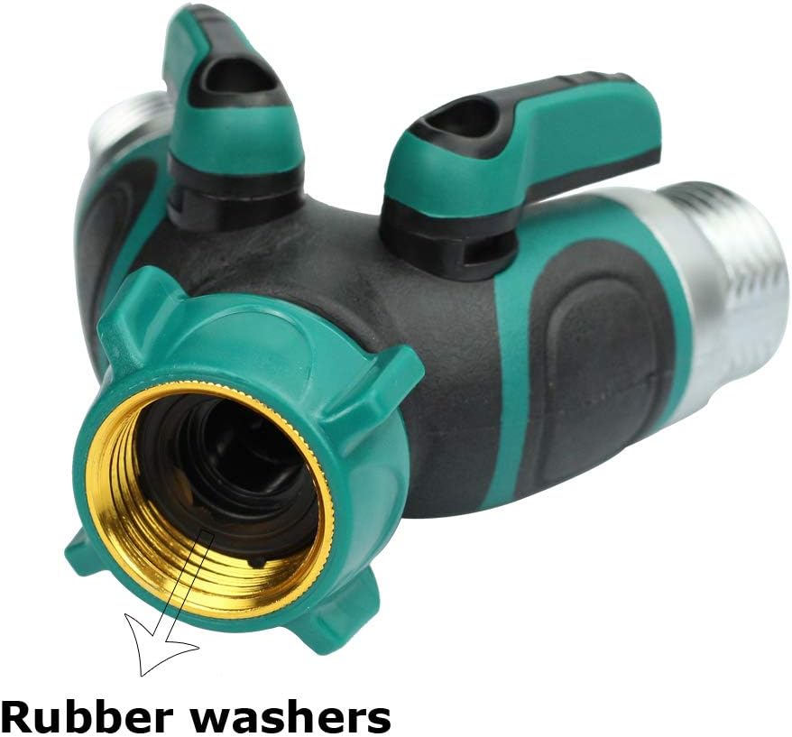 Metal Garden Hose Splitter Upgraded 2026, 2 Way Y Hose Connector, Easy Grip Splitter, Sturdy Connector with 3/4 "Connector and Rubberized Grip for Garden, 1 Pack