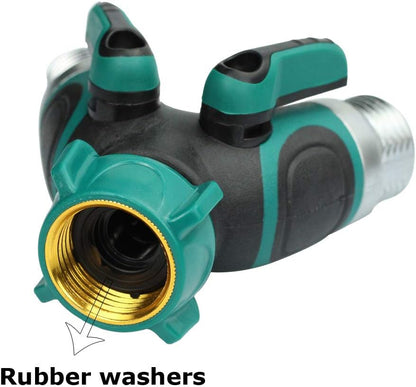 Metal Garden Hose Splitter Upgraded 2026, 2 Way Y Hose Connector, Easy Grip Splitter, Sturdy Connector with 3/4 "Connector and Rubberized Grip for Garden, 1 Pack