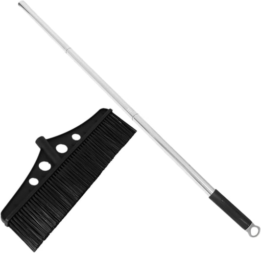 Wide Outdoor Broom Heavy Duty Stainless Steel Lawn Sweeper with Handle for Efficient Cleaning of Patios Decks Gardens and